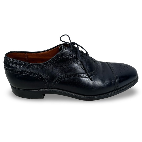 Alden 909 Black Calfskin Medallion Tip Oxford Mens Dress Shoes